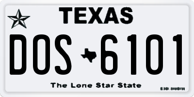 TX license plate DOS6101