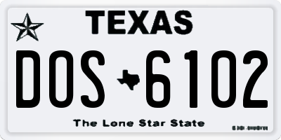 TX license plate DOS6102