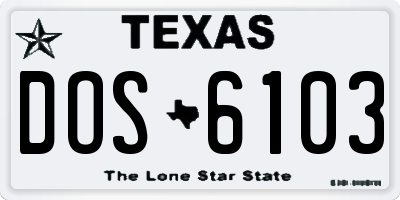 TX license plate DOS6103