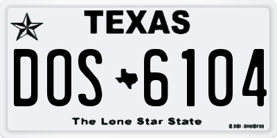 TX license plate DOS6104
