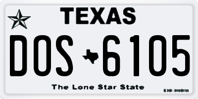 TX license plate DOS6105