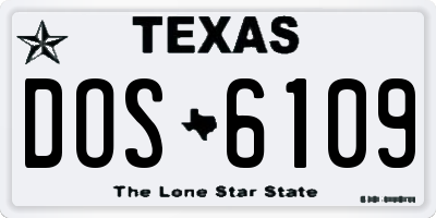 TX license plate DOS6109
