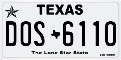 TX license plate DOS6110