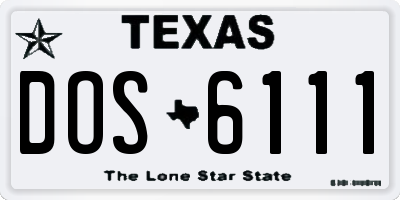 TX license plate DOS6111
