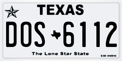 TX license plate DOS6112