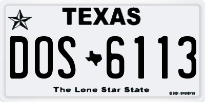 TX license plate DOS6113