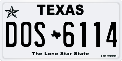 TX license plate DOS6114