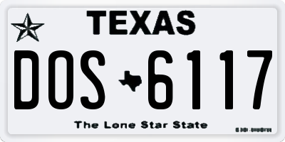 TX license plate DOS6117