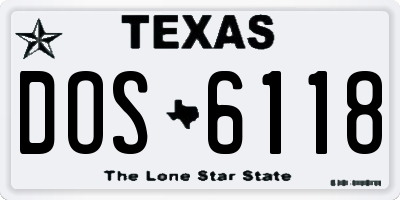 TX license plate DOS6118