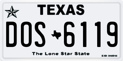 TX license plate DOS6119