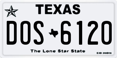 TX license plate DOS6120