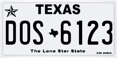 TX license plate DOS6123