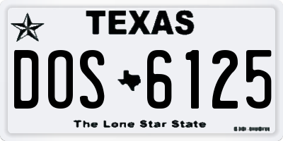 TX license plate DOS6125