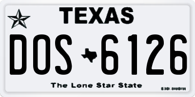TX license plate DOS6126