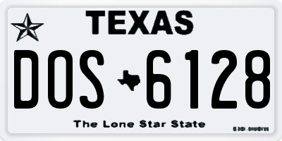 TX license plate DOS6128