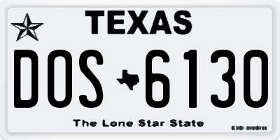 TX license plate DOS6130