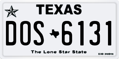 TX license plate DOS6131