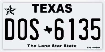 TX license plate DOS6135