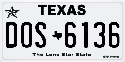 TX license plate DOS6136