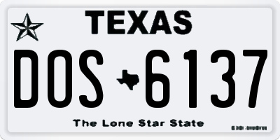 TX license plate DOS6137