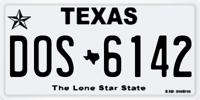 TX license plate DOS6142