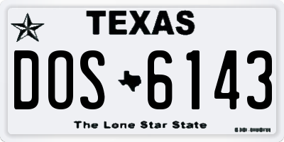 TX license plate DOS6143