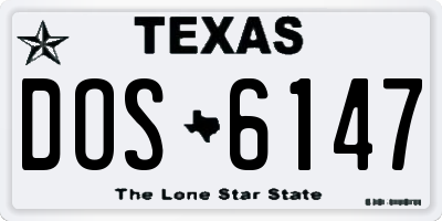 TX license plate DOS6147
