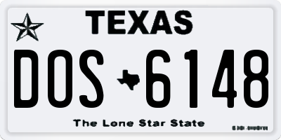 TX license plate DOS6148