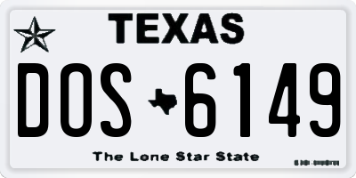 TX license plate DOS6149
