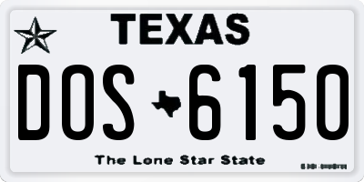 TX license plate DOS6150