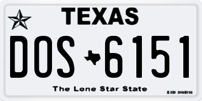TX license plate DOS6151