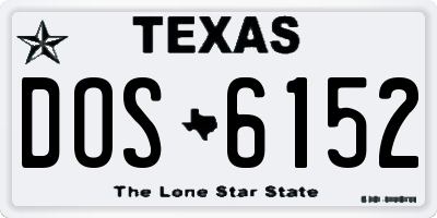 TX license plate DOS6152