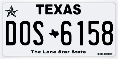 TX license plate DOS6158