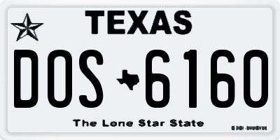 TX license plate DOS6160