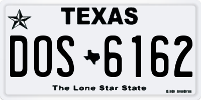 TX license plate DOS6162
