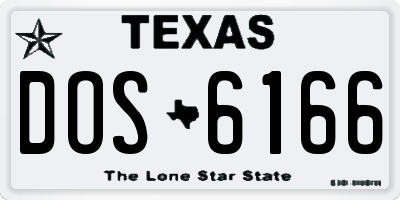 TX license plate DOS6166