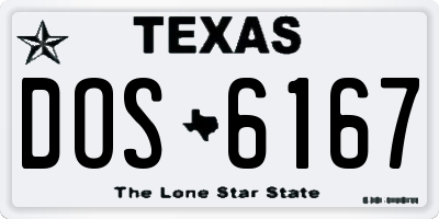 TX license plate DOS6167