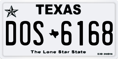 TX license plate DOS6168