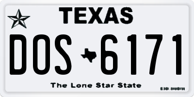 TX license plate DOS6171