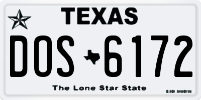 TX license plate DOS6172