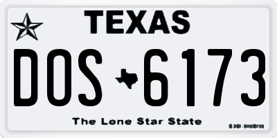 TX license plate DOS6173