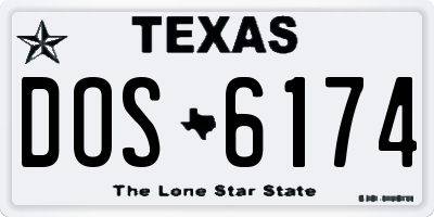 TX license plate DOS6174