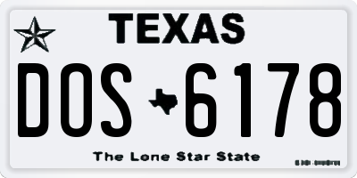 TX license plate DOS6178