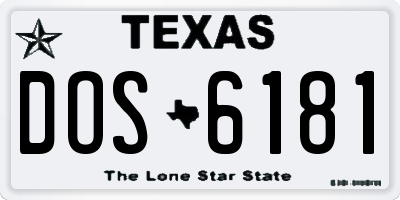 TX license plate DOS6181