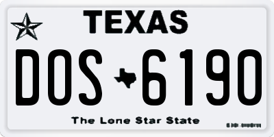 TX license plate DOS6190