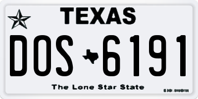 TX license plate DOS6191