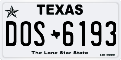 TX license plate DOS6193