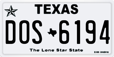 TX license plate DOS6194