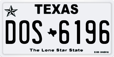TX license plate DOS6196