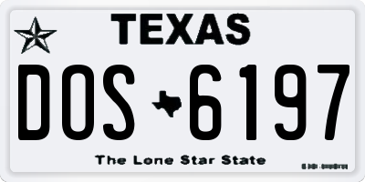 TX license plate DOS6197